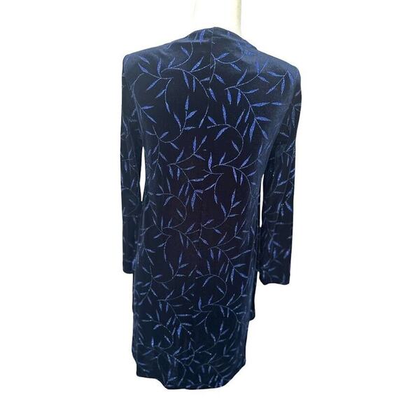 Teddi Evening Vintage Dress Long Sleeve Velvet Stretchy Glitter Print Short 90's - Picture 3 of 6